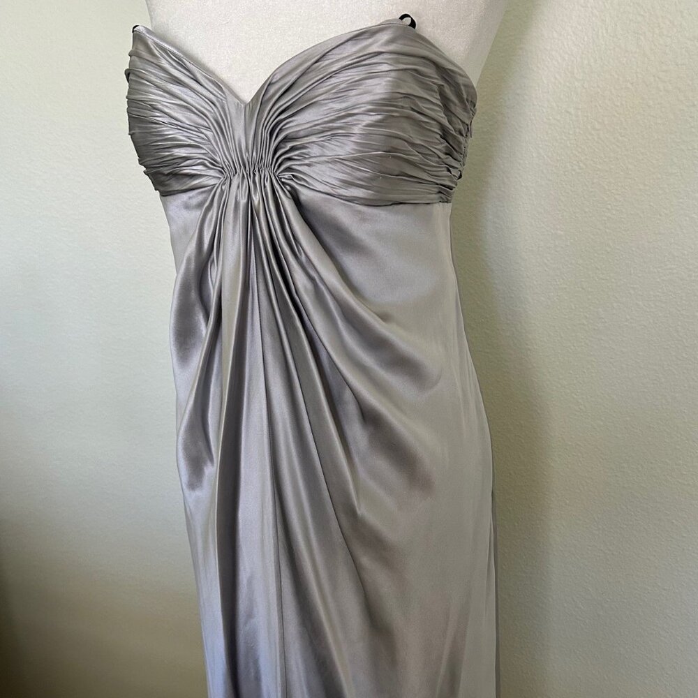 Laundry Black Label 100% Silk Strapless Evening Gown SZ12 Silver Wedding Events - Picture 4 of 15